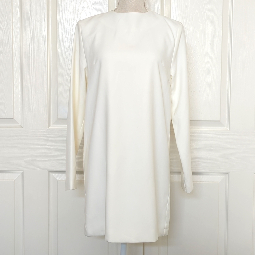 Mois Studio White Long Sleeve Open Beaded Back Dress